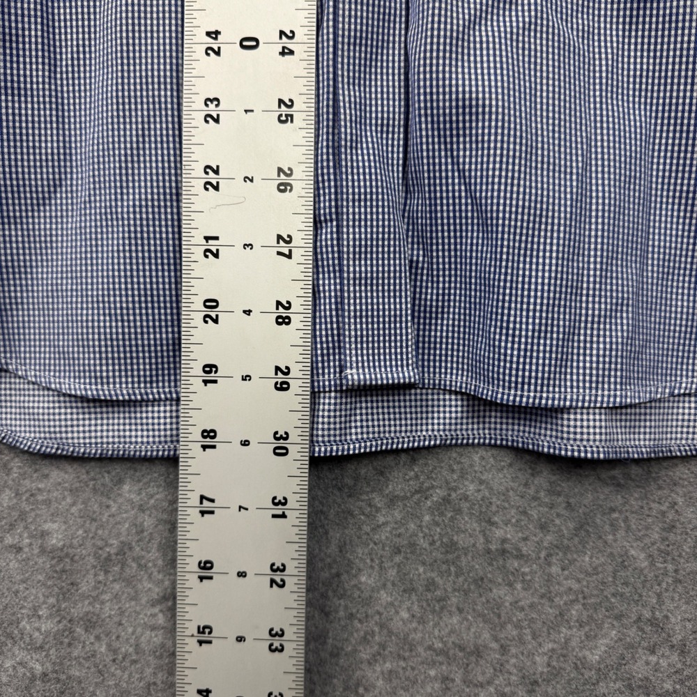 Michael Kors Mens Blue White Micro Gingham Dress Shirt 15.5 32/33 Long Sleeve - Picture 7 of 8